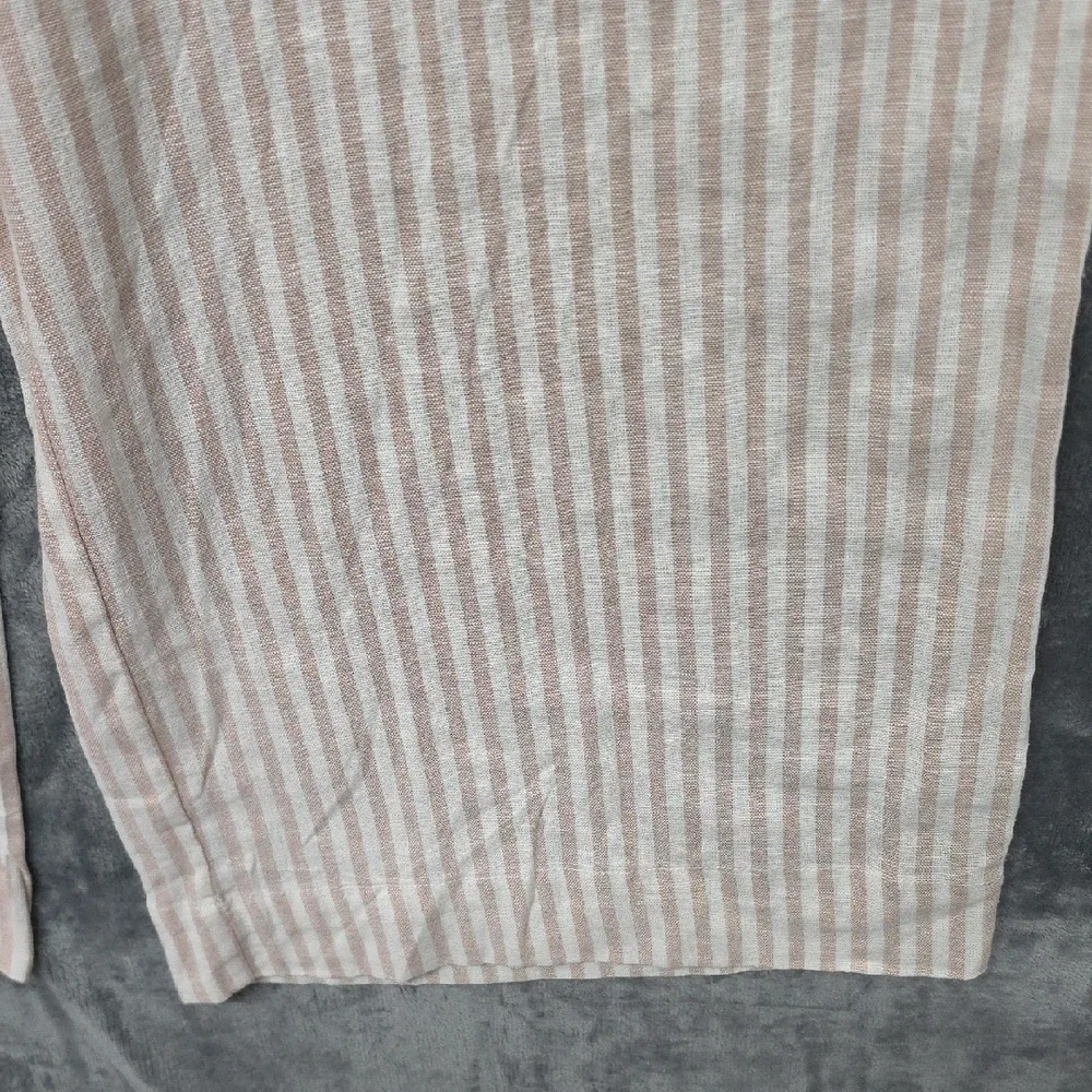 a new day Blush and White Striped Pull-On Linen Pants sz XXL